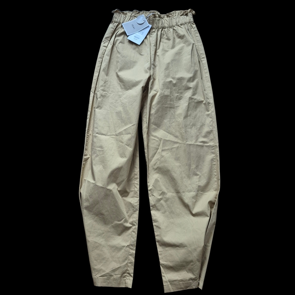 High-Waist Paperbag Relaxed Tapered Pants - Beige